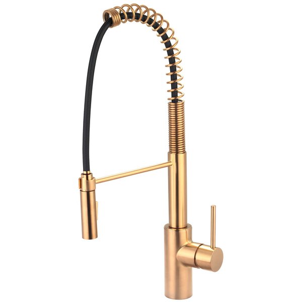 Pioneer Single Handle Pre-Rinse Spring Pull-Down Kitchen Faucet in PVD Brushed Gold 2MT270-BG